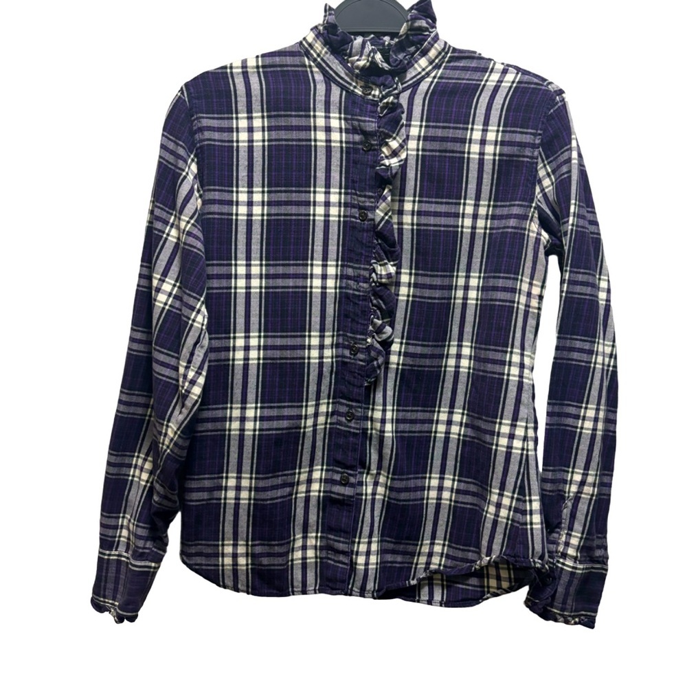 Lauren Ralph Lauren Jeans Co Women Large Purple Plaid Button Down Shirt